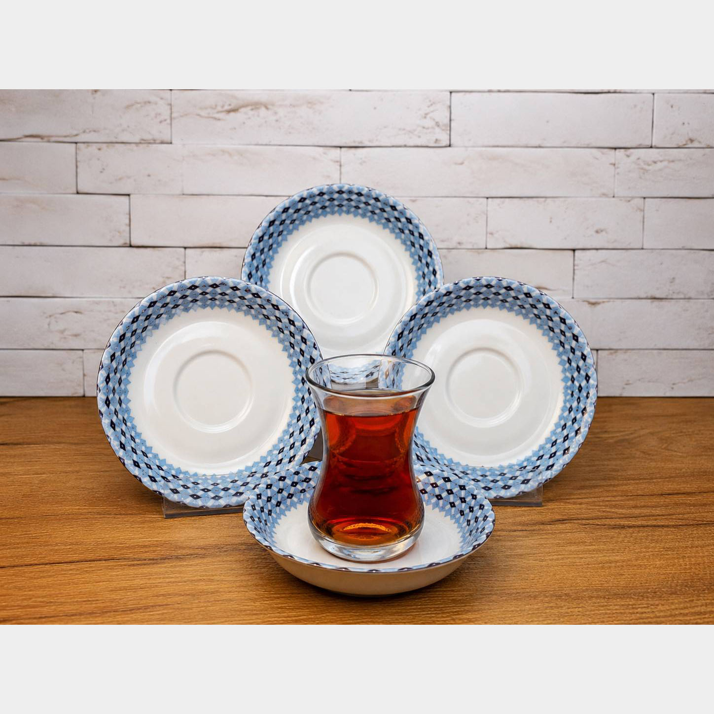 سرویس نعلبکی طرح دریا سرمه ای