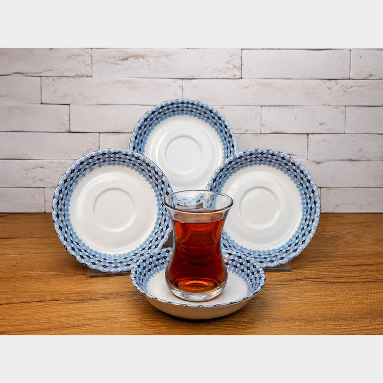 سرویس نعلبکی طرح دریا سرمه ای